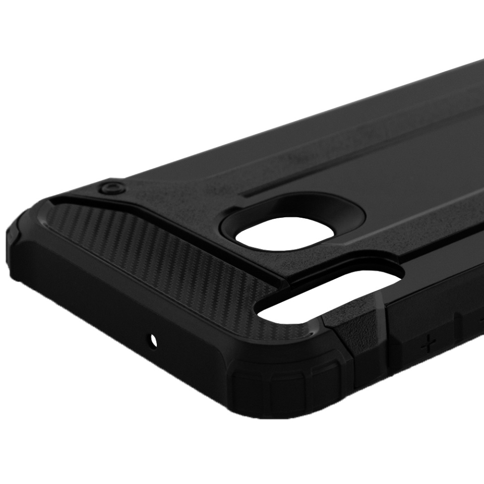 Husa pentru Samsung Galaxy A20e, SKYDDAR INNOVATION, Hybrid Armor, din Plastic Dur, Margini Cauciucate, Antisoc, set cu sticker, Negru - 3 | YEO