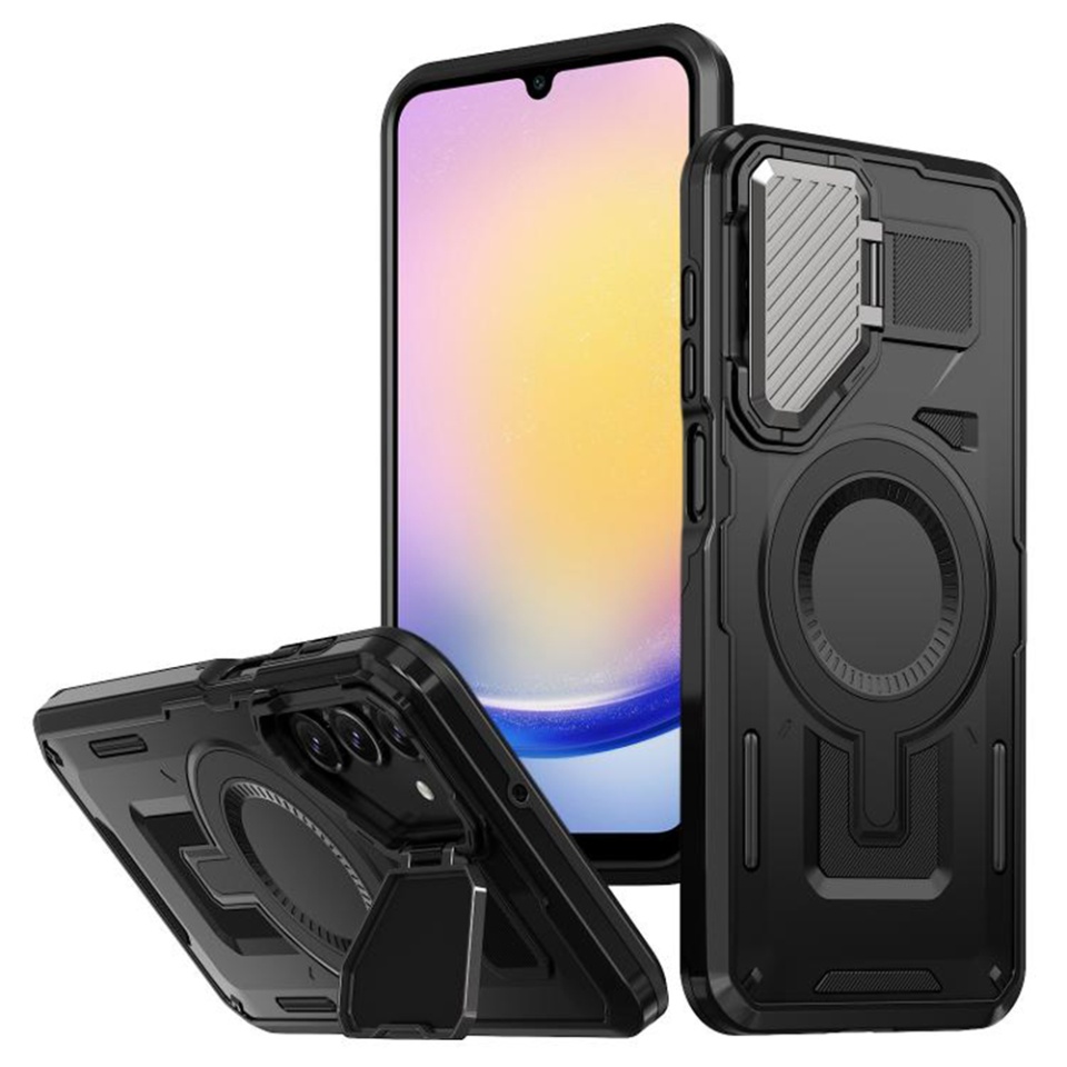 Husa pentru Samsung Galaxy A25 5G, SKYDDAR INNOVATION, CamVault MagSafe cu Protectie Camera, set cu sticker, Negru