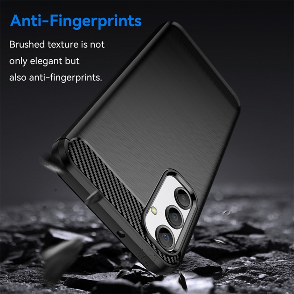 Husa pentru Samsung Galaxy A25 5G, SKYDDAR INNOVATION, Carbon Silicone, din Silicon Premium, Slim, cu textura Fibra Carbon, Negru, set cu sticker - 3 | YEO