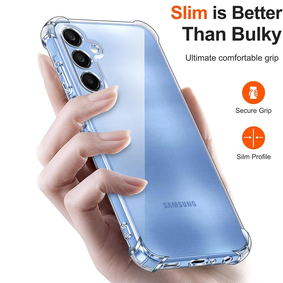 Husa pentru Samsung Galaxy A25 5G , SKYDDAR INNOVATION, Shockproof Clear din Silicon Slim, Transparenta, set cu sticker - 1 | YEO