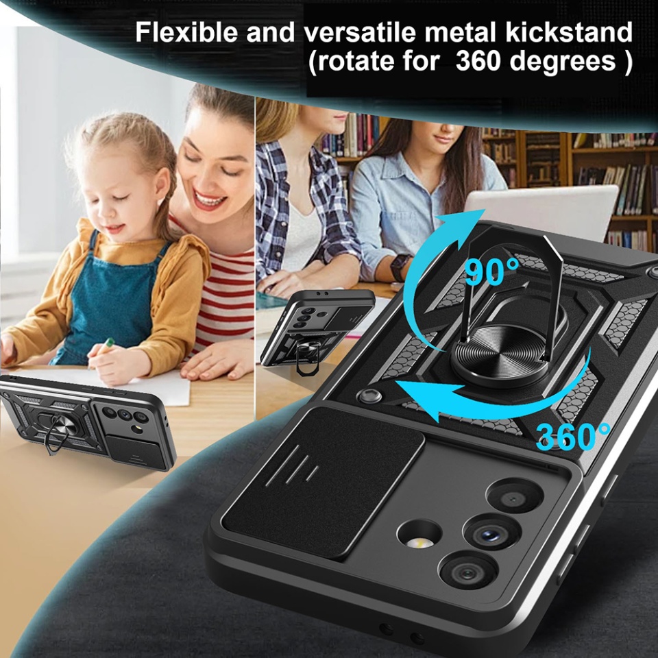 Husa pentru Samsung Galaxy A26 5G cu inel magnetic si protectie camera Skyddar CamShield - Albastru - 3 | YEO