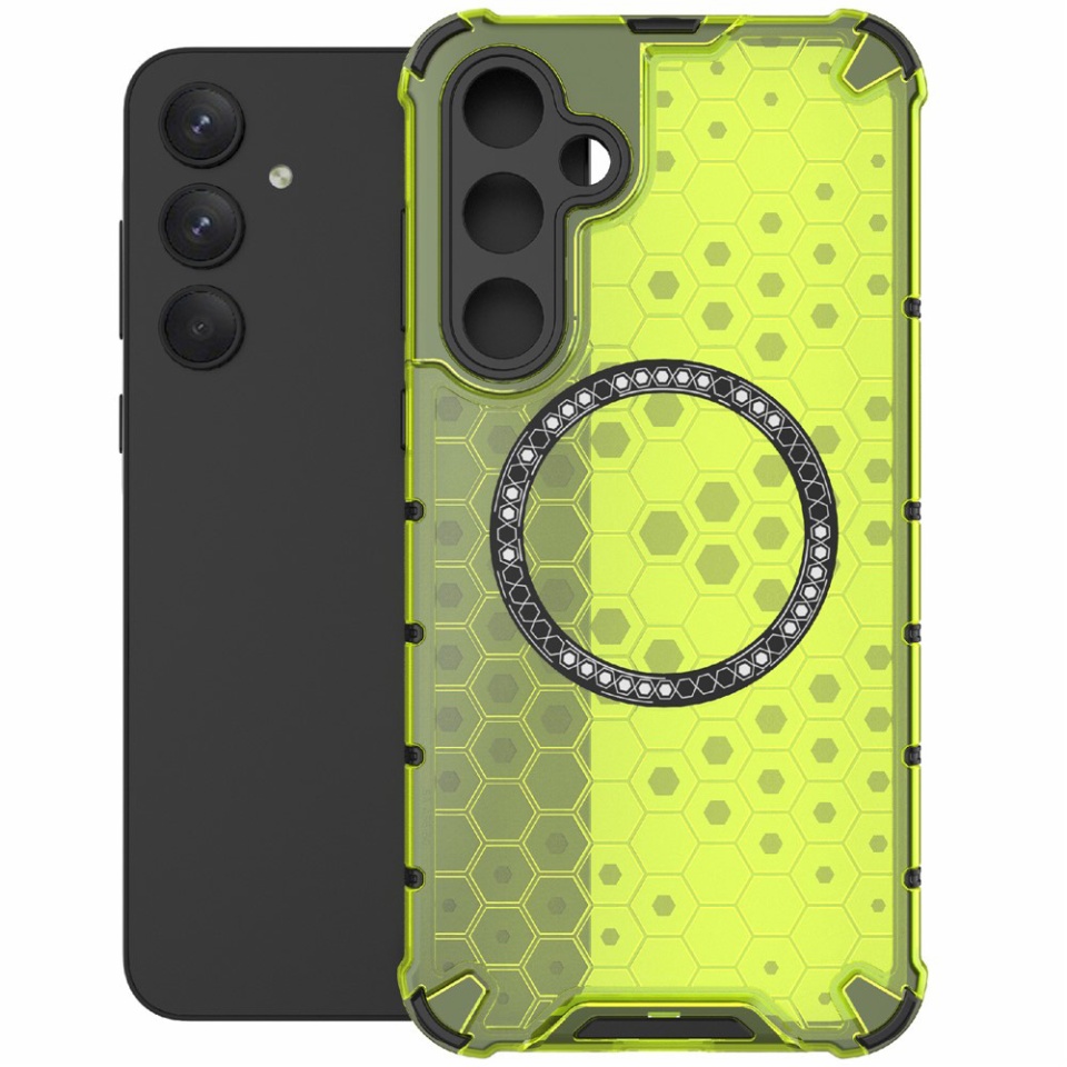 Husa pentru Samsung Galaxy A26 5G, SKYDDAR INNOVATION, HoneyComb Shield MagSafe, Antisoc, set cu sticker, Verde - 1 | YEO