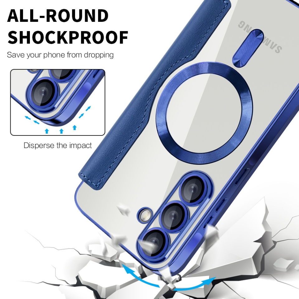 Husa pentru Samsung Galaxy A26 5G tip carte, SKYDDAR INOVATION, SmartMag Book, Magsafe, RFiD, Suport Carduri, set cu sticker, Albastru - 2 | YEO