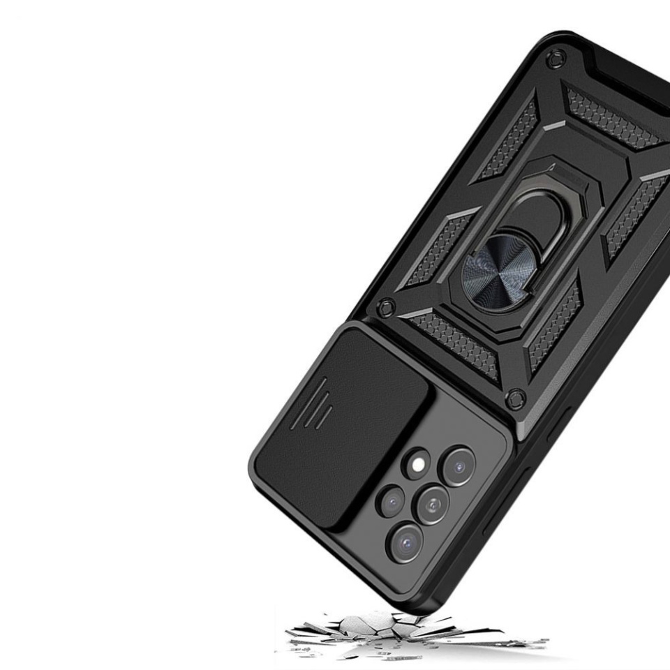 Husa pentru Samsung Galaxy A33 5G, SKYDDAR INNOVATION, CamShield, Inel magnetic, set cu sticker, Auriu - 1 | YEO