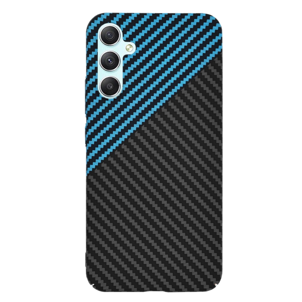 Husa pentru Samsung Galaxy A34 5G, Finisaj Premium cu Textura de Carbon, Design Elegant, SKDR CarbonFlex - Bleu - 1 | YEO