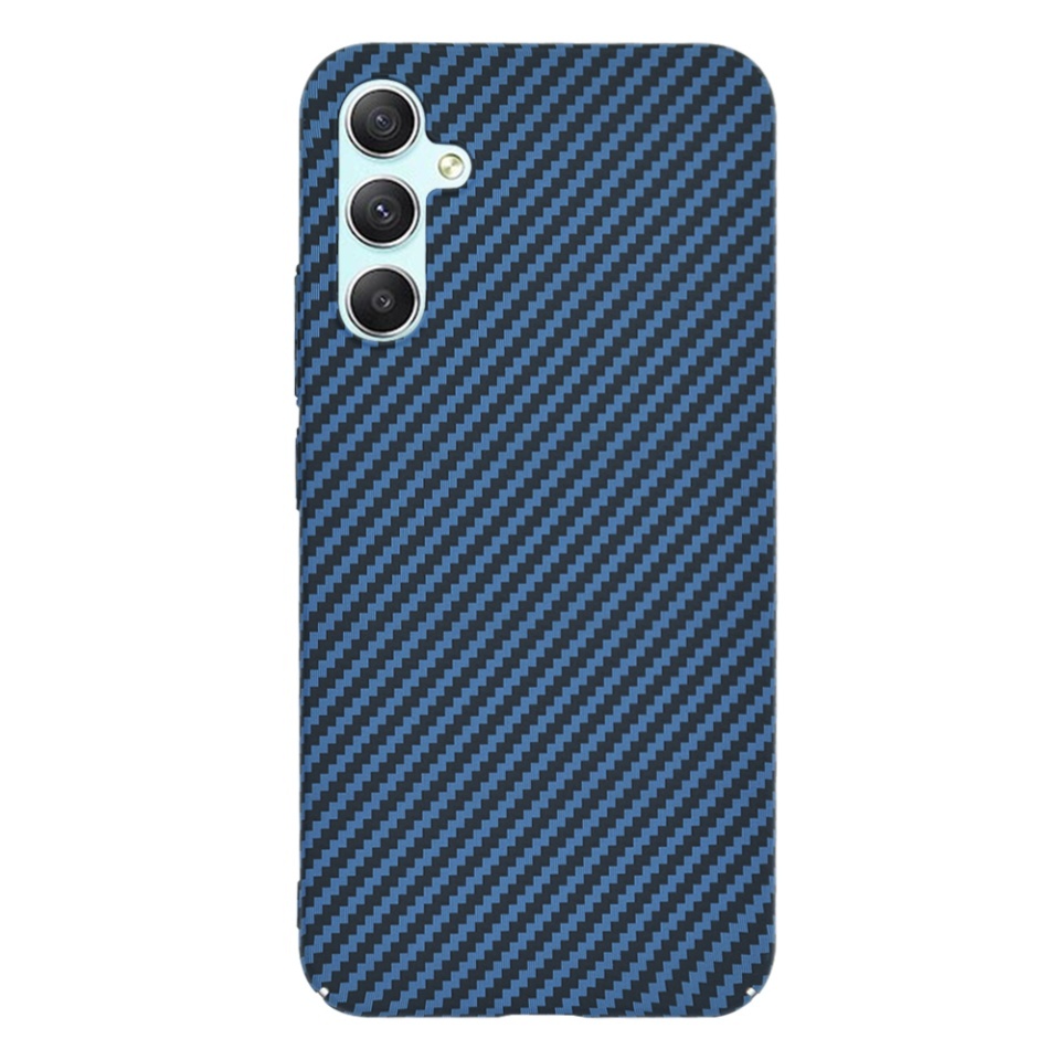 Husa pentru Samsung Galaxy A34 5G, SKYDDAR INNOVATION, textura carbon, Carbonite FiberShell, set cu sticker, Cyan, - 2 | YEO