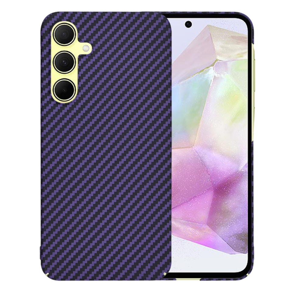 Husa pentru Samsung Galaxy A35 5G, SKYDDAR INNOVATION, Carbonite FiberShell, Mov, set cu sticker - 1 | YEO