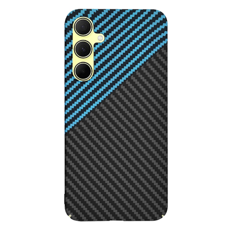 Husa pentru Samsung Galaxy A35 5G, SKYDDAR INNOVATION, Carbonite FiberShell, Bleu, set cu sticker - 3 | YEO