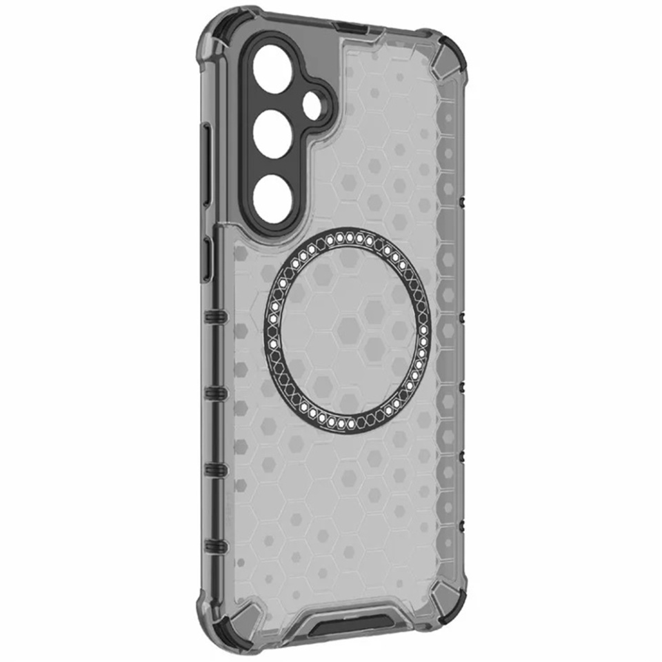 Husa pentru Samsung Galaxy A35 5G, SKYDDAR INNOVATION, HoneyComb Shield MagSafe, Negru, set cu sticker - 2 | YEO