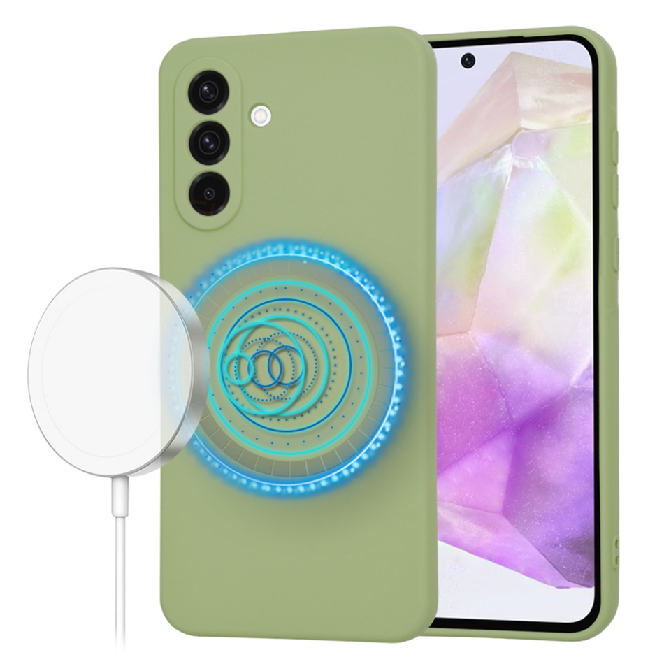 Husa pentru Samsung Galaxy A36 5G din Silicon Catifelat, Protectie Premium, SoftElegance Magsafe - Verde