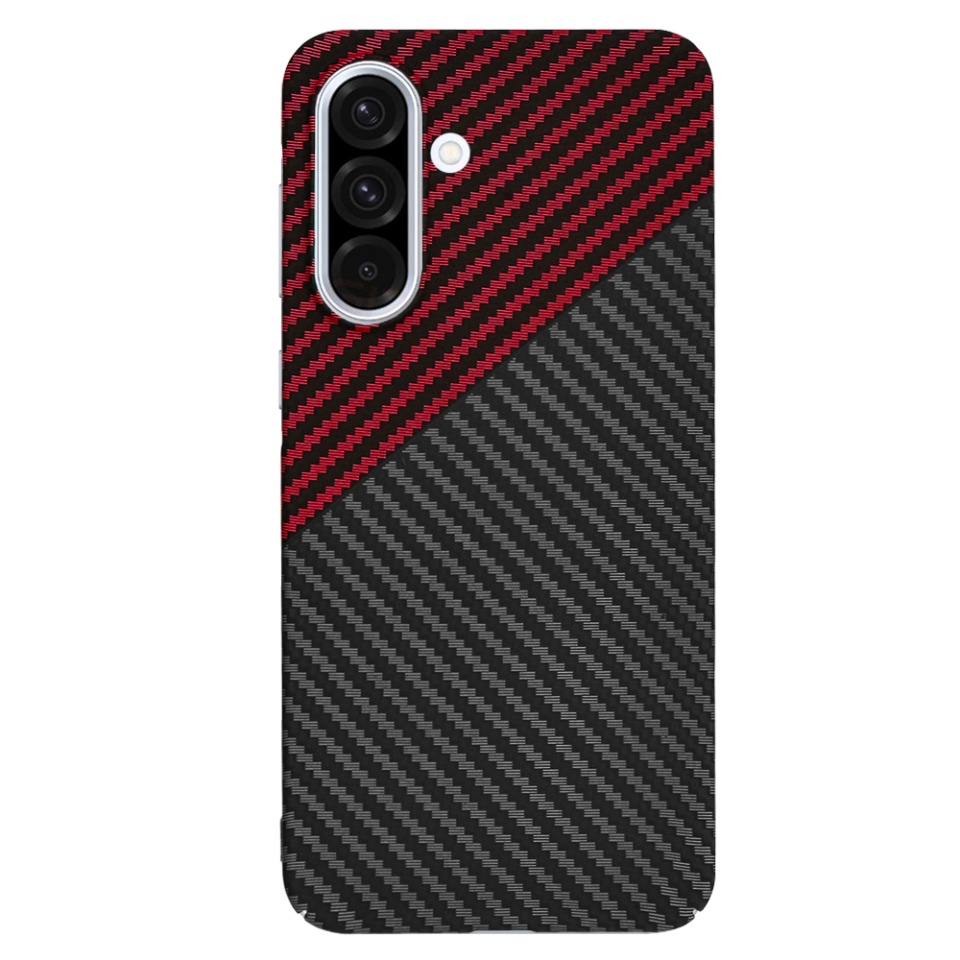 Husa pentru Samsung Galaxy A36 5G, Finisaj Premium cu Textura de Carbon, Design Elegant, SKDR CarbonFlex - Rosu inchis - 2 | YEO