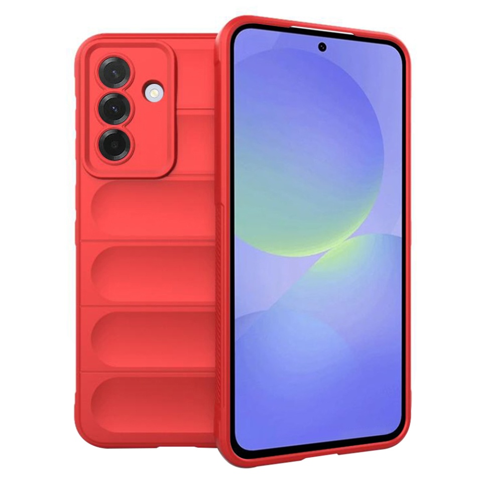 Husa pentru Samsung Galaxy A36 5G / Galaxy A56 5G, SKYDDAR INNOVATION, Vogue, din Silicon Mat, Rosu, set cu sticker