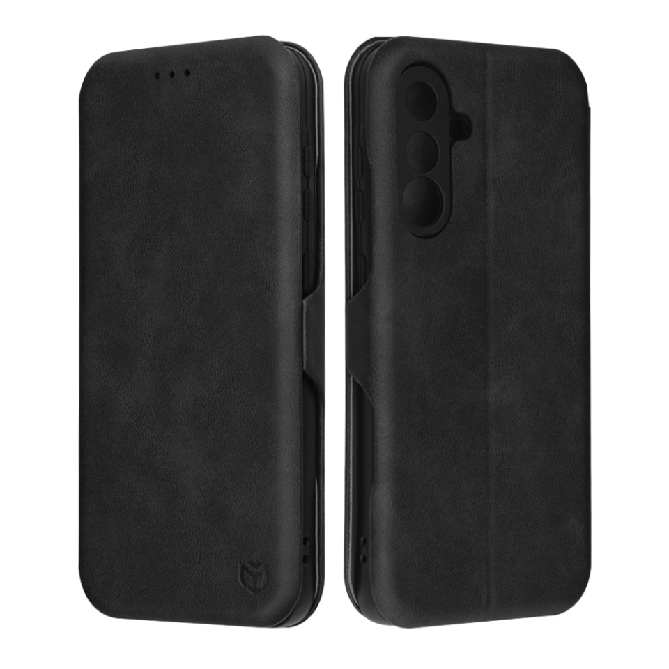 Husa pentru Samsung Galaxy A36 5G, SKYDDAR INNOVATION, Safe Wallet tip carte din Piele Ecologica, Suport Carduri, Inchidere Magnetica, Negru, set cu sticker