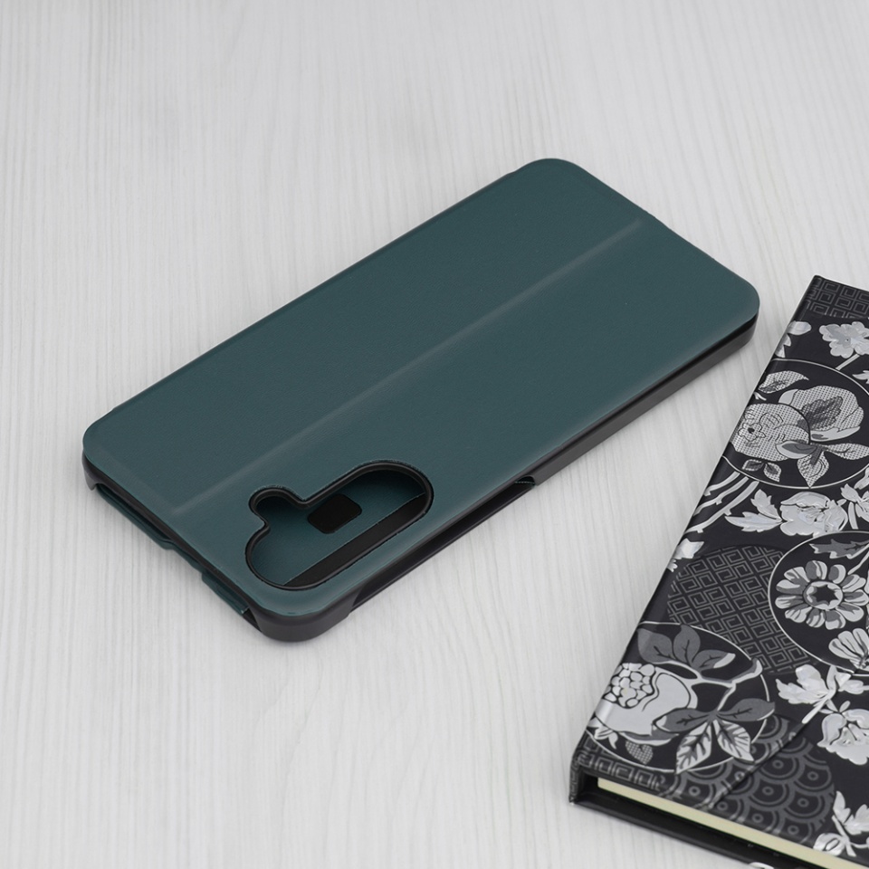 Husa pentru Samsung Galaxy A36 5G tip carte, Skyddar Eco View Leather - Verde - 1 | YEO