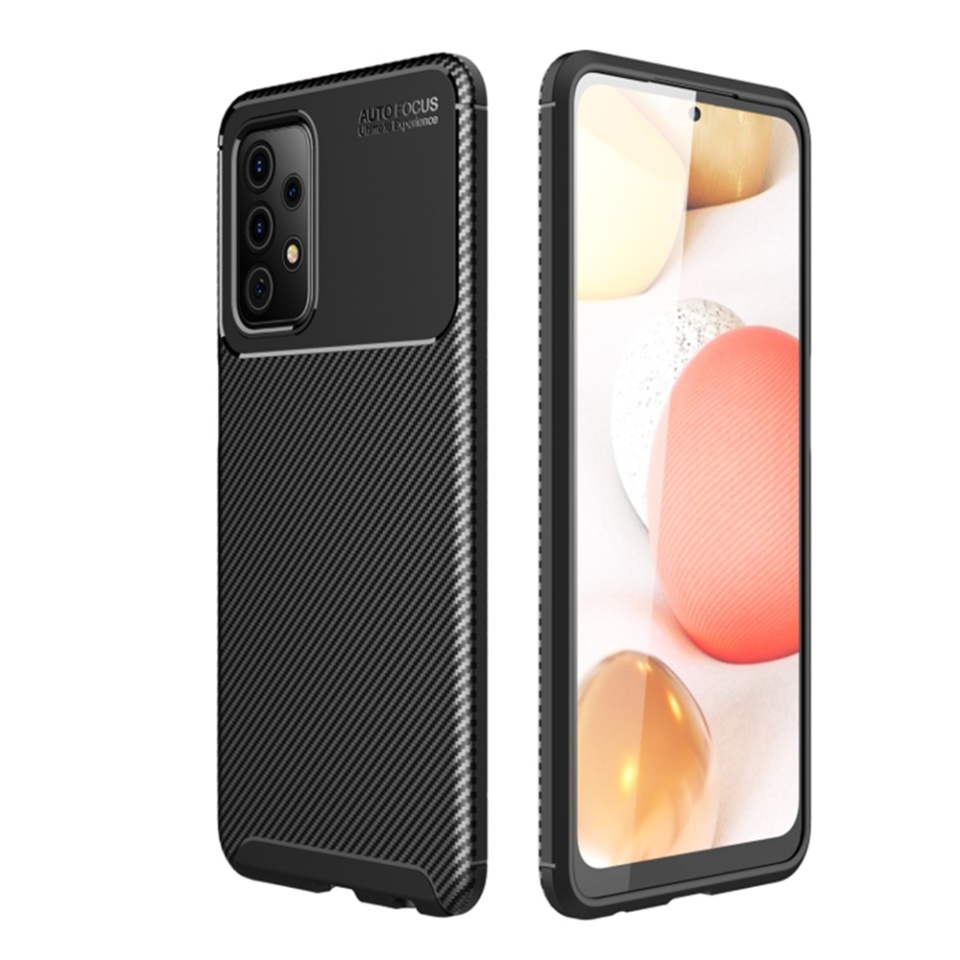 Husa pentru Samsung Galaxy A52 5G / Galaxy A52 4G / Galaxy A52s 5G, SKYDDAR INNOVATION, CarbonFiber, Antisoc, Negru, set cu sticker