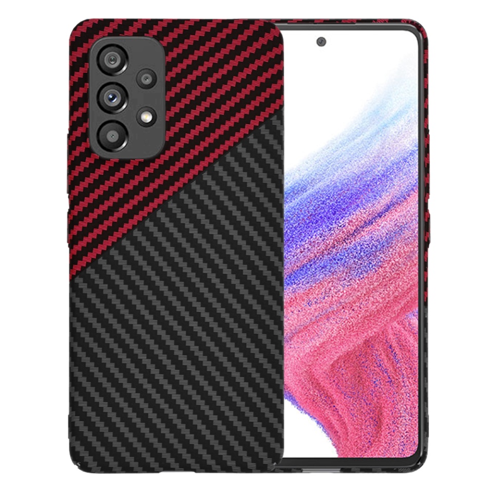 Husa pentru Samsung Galaxy A53 5G, Finisaj Premium cu Textura de Carbon, Design Elegant, SKDR CarbonFlex - Rosu inchis