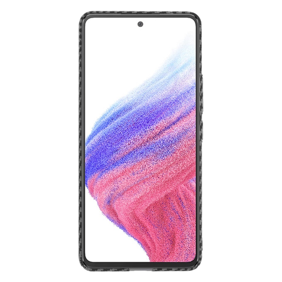 Husa pentru Samsung Galaxy A53 5G, SKYDDAR INNOVATION, textura carbon, Carbonite FiberShell, set cu sticker, Negru, - 2 | YEO