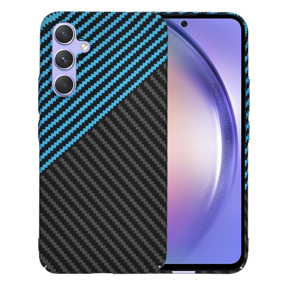 Husa pentru Samsung Galaxy A54, Finisaj Premium cu Textura de Carbon, Design Elegant, SKDR CarbonFlex - Bleu