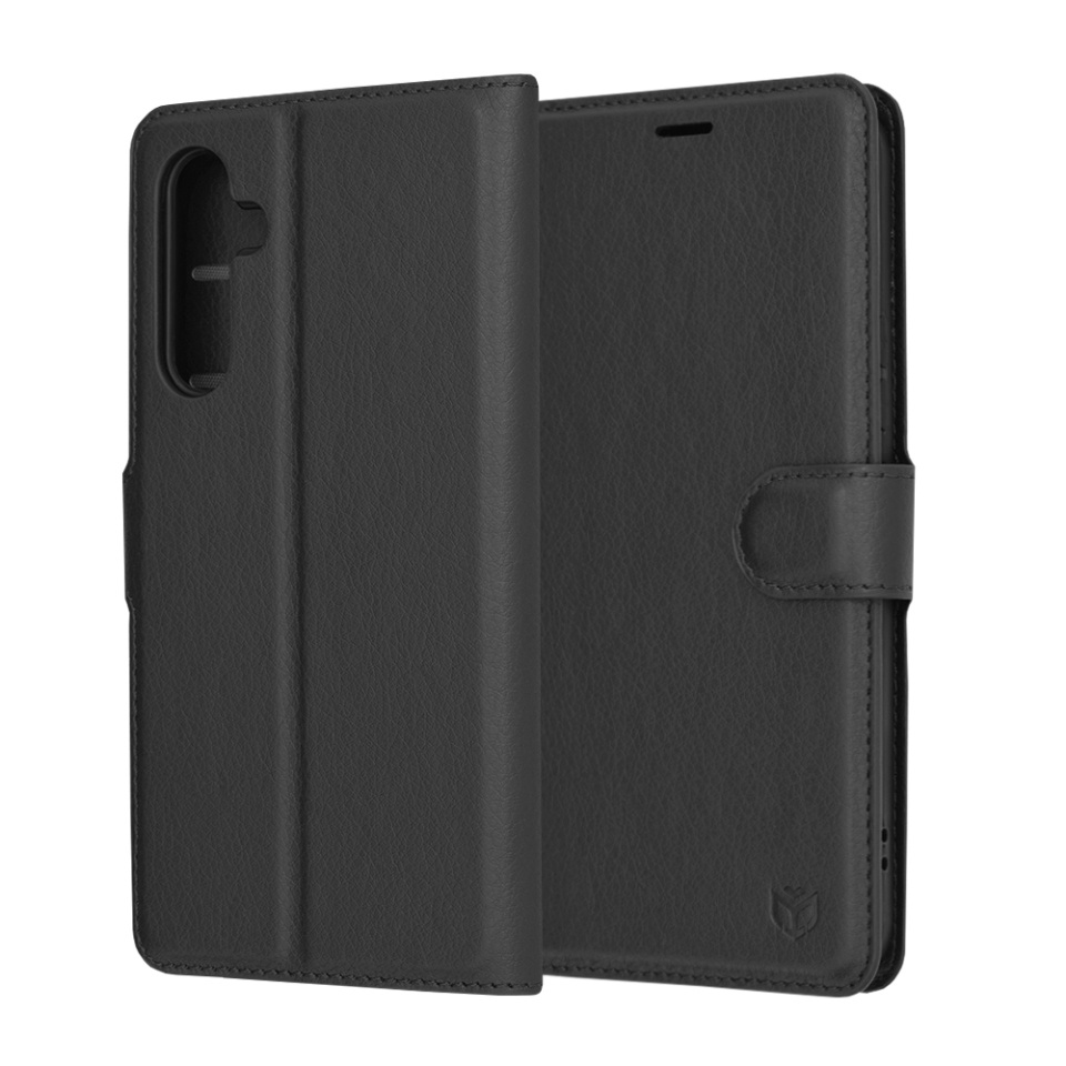 Husa pentru Samsung Galaxy A54 tip Carte, cu Portofel Interior, Finisaje Premium, SKYDDAR Leather Wallet - Negru