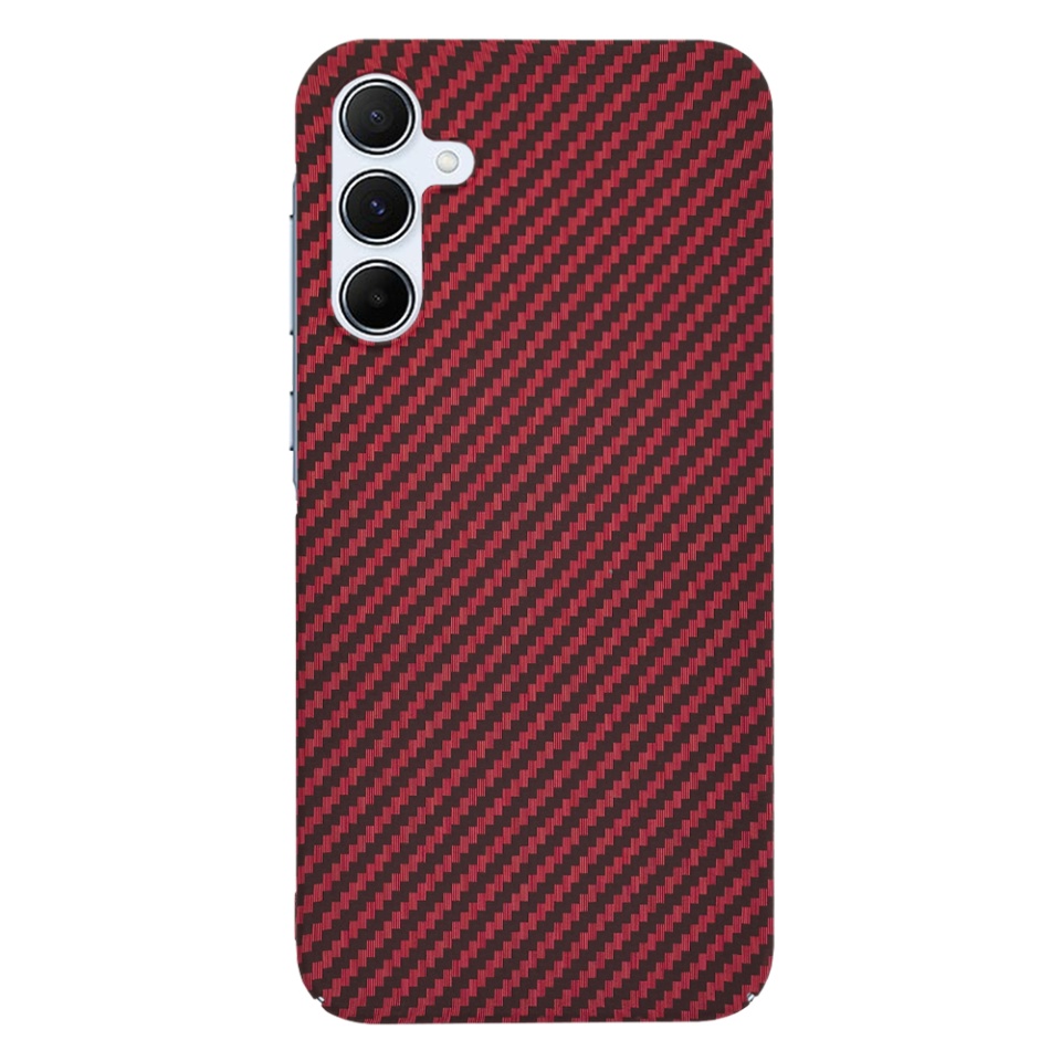 Husa pentru Samsung Galaxy A55 5G, SKYDDAR INNOVATION, Carbonite FiberShell, Rosu, set cu sticker - 2 | YEO