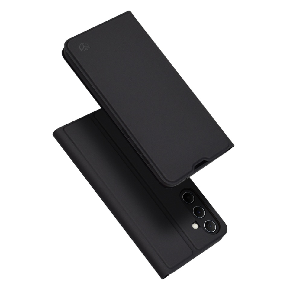 Husa pentru Samsung Galaxy A55 5G, SKYDDAR INNOVATION, Magskin Book, tip Carte cu Portofel Interior, Negru, set cu sticker