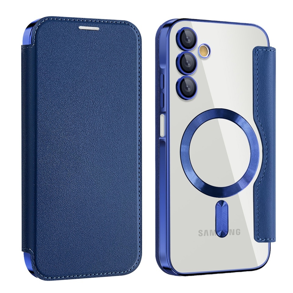Husa pentru Samsung Galaxy A55 5G tip carte, SKYDDAR INOVATION, SmartMag Book, Magsafe, RFiD, Suport Carduri, set cu sticker, Albastru - 1 | YEO