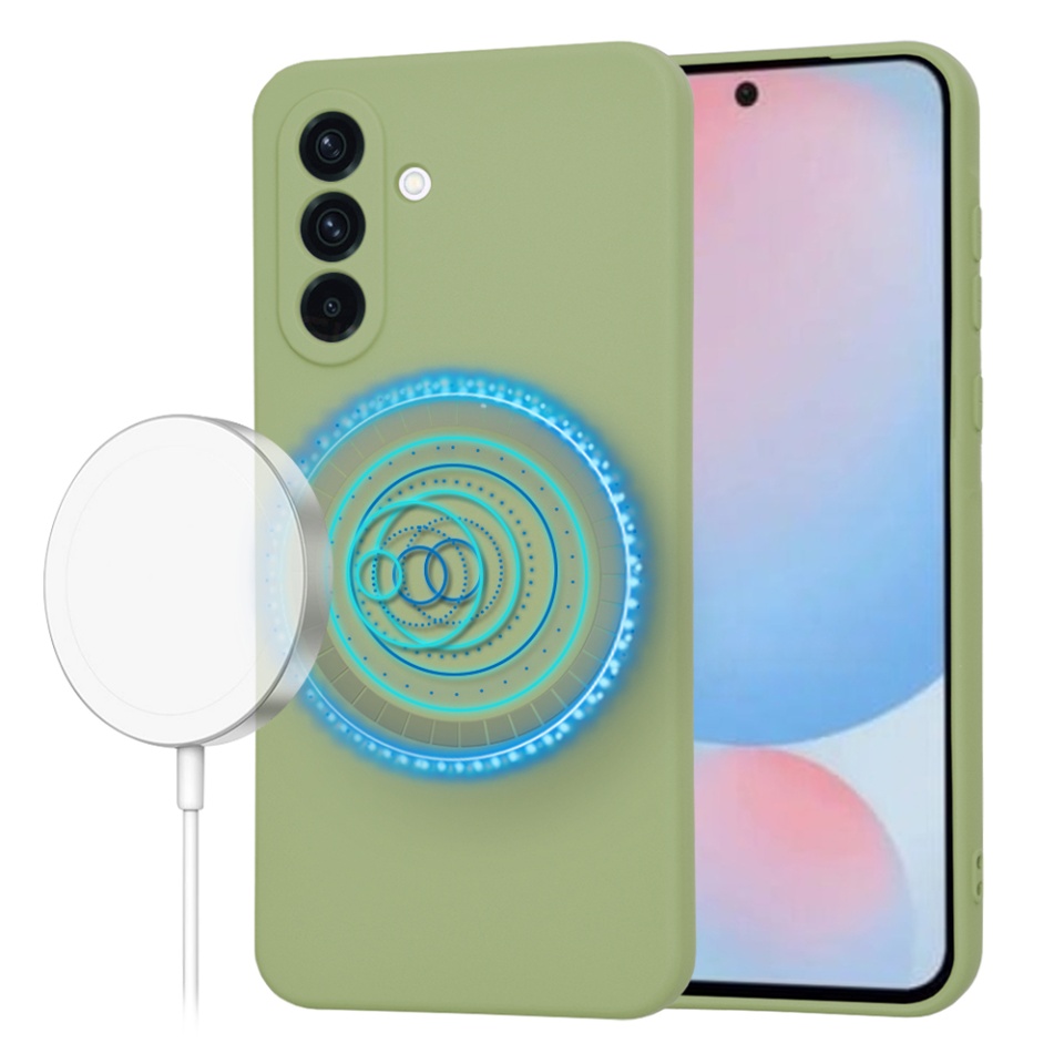 Husa pentru Samsung Galaxy A56 5G din Silicon Catifelat, Protectie Premium, SoftElegance Magsafe - Verde