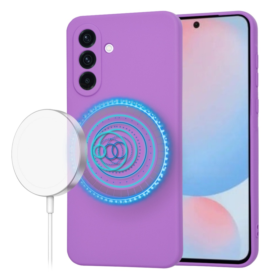 Husa pentru Samsung Galaxy A56 5G din Silicon Catifelat, Protectie Premium, SoftElegance Magsafe - Mov