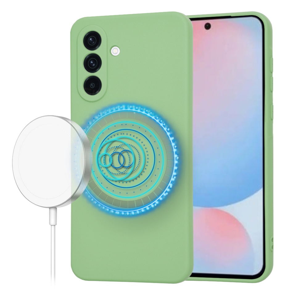 Husa pentru Samsung Galaxy A56 5G din Silicon Catifelat, Protectie Premium, SoftElegance Magsafe - Verde deschis