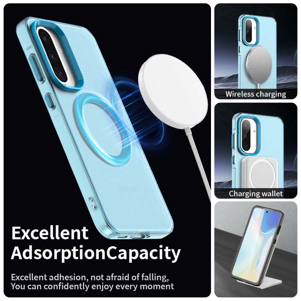 Husa pentru Samsung Galaxy A56 5G, SKYDDAR INOVATION, CandyCase, Magsafe, set cu sticker, Albastru - 2 | YEO