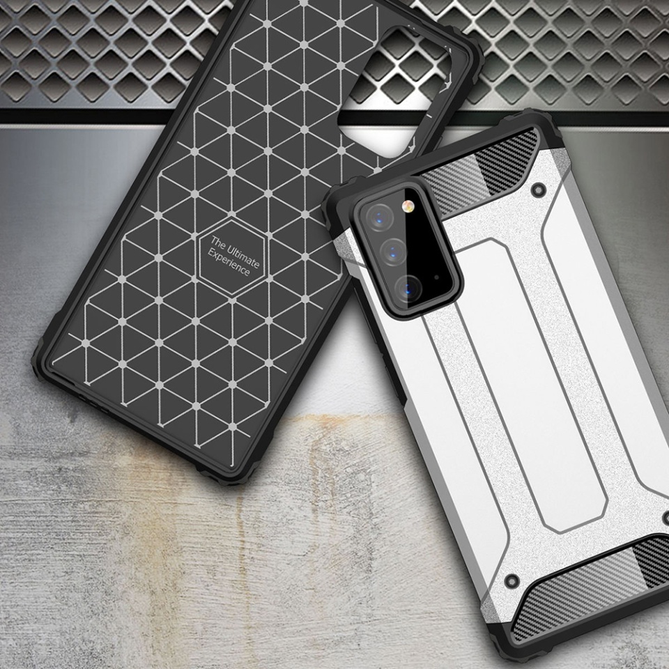 Husa pentru Samsung Galaxy Note 20 / Galaxy Note 20 5G, SKYDDAR INNOVATION, Hybrid Armor, din Plastic Dur, Margini Cauciucate, Antisoc, set cu sticker, Negru - 2 | YEO