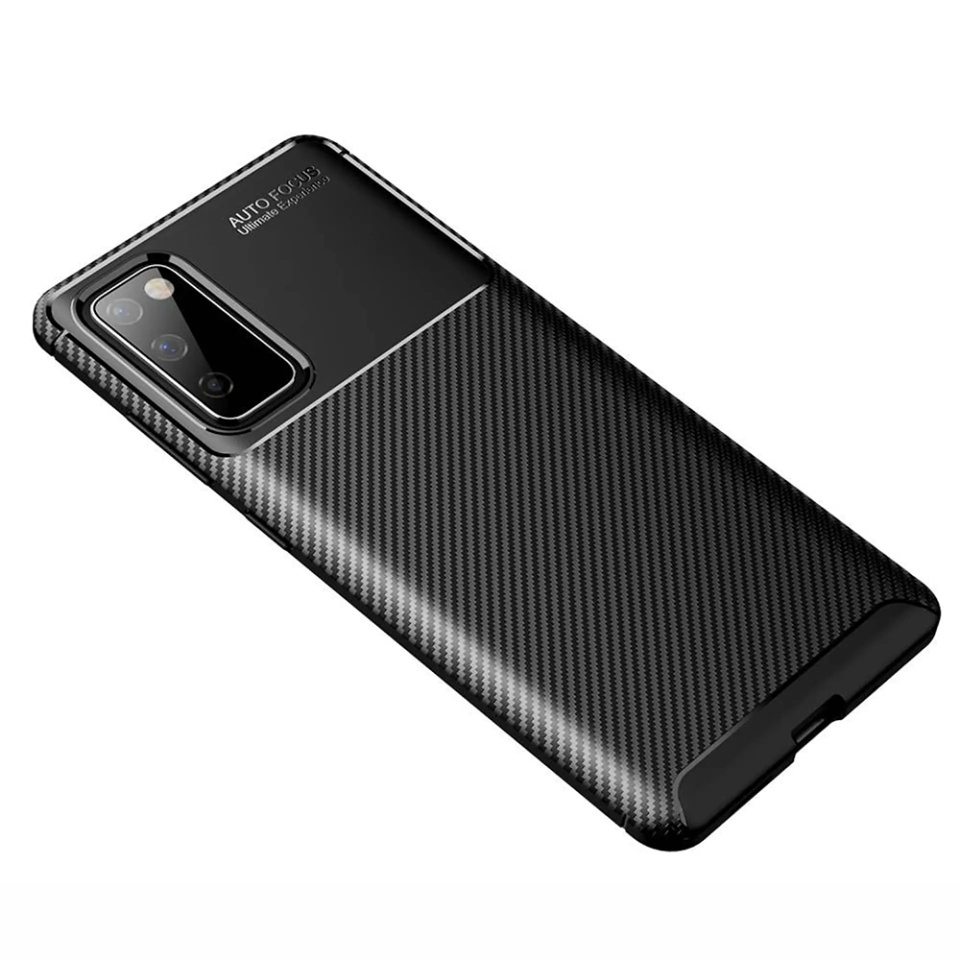 Husa pentru Samsung Galaxy S20 FE / Galaxy S20 FE 5G, SKYDDAR INNOVATION, CarbonFiber, Antisoc, Negru, set cu sticker - 3 | YEO