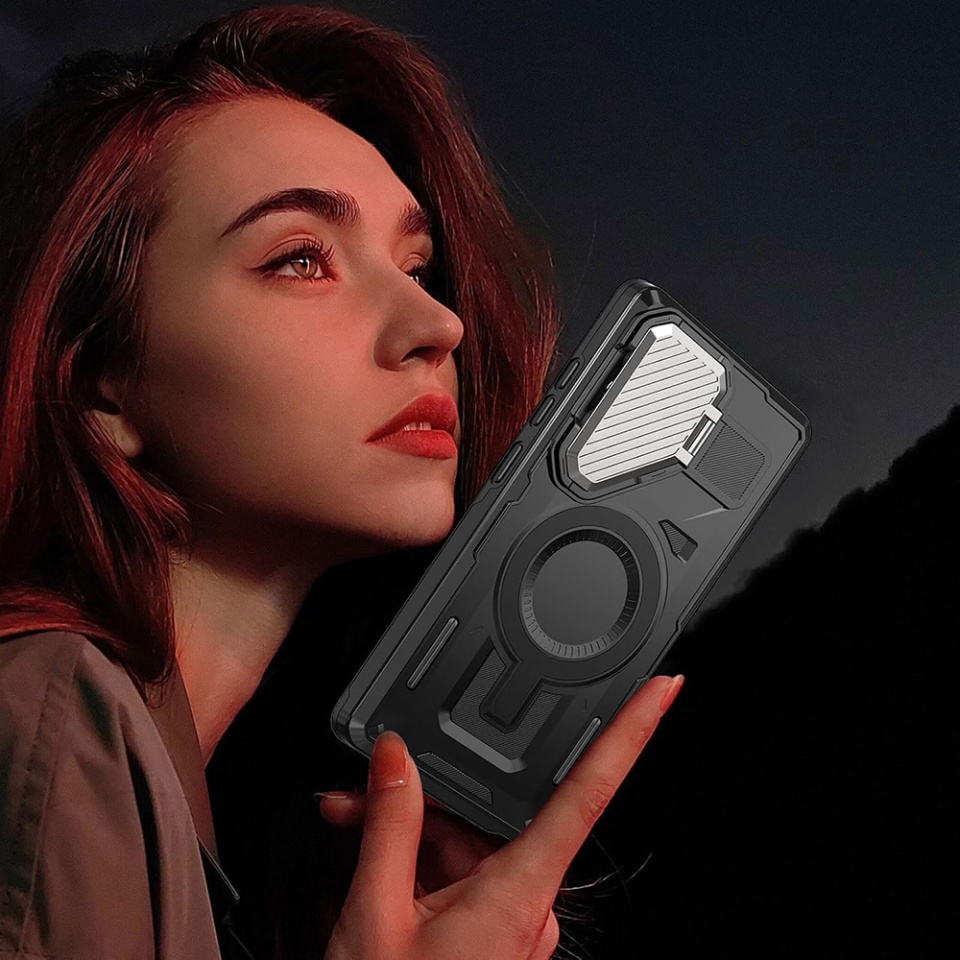 Husa pentru Samsung Galaxy S23, SKYDDAR INNOVATION, CamVault MagSafe cu Protectie Camera, set cu sticker, Negru - 2 | YEO