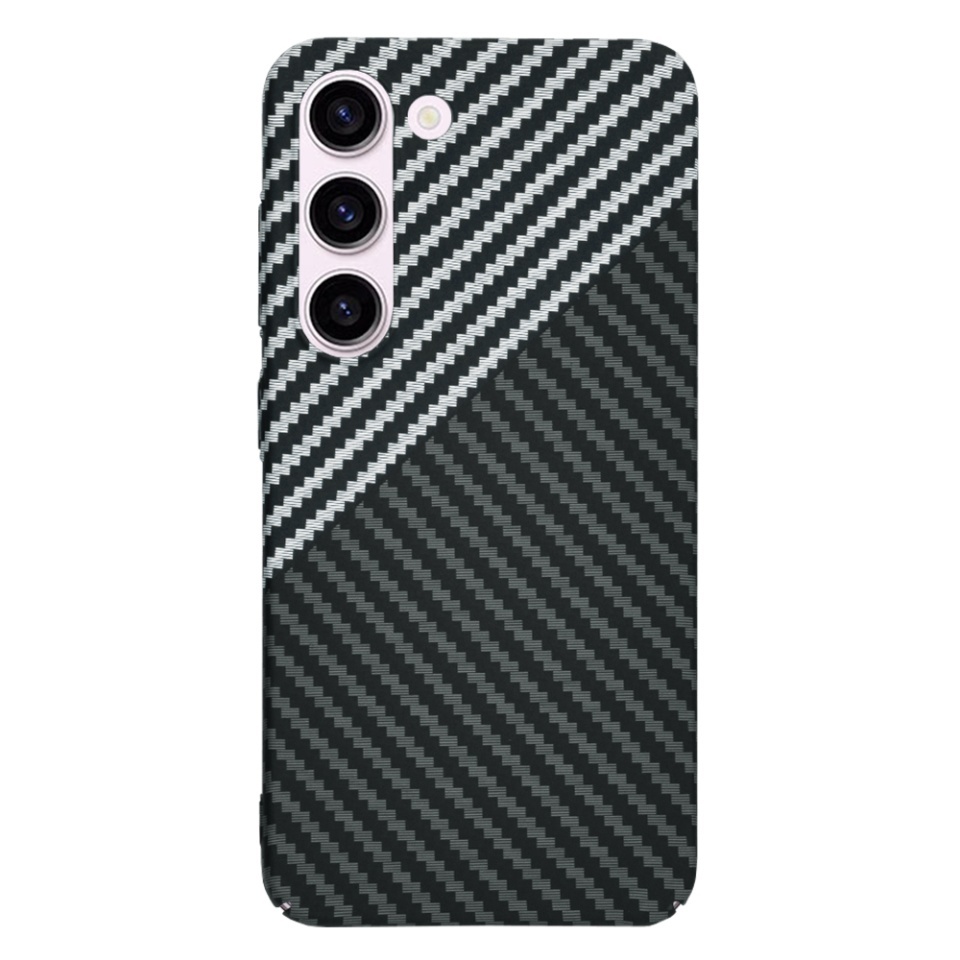 Husa pentru Samsung Galaxy S23, SKYDDAR INNOVATION, textura carbon, Carbonite FiberShell, set cu sticker, Gri, - 2 | YEO