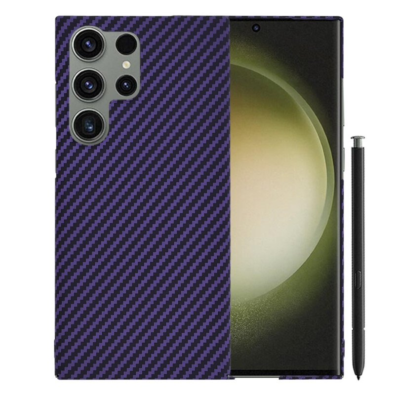 Husa pentru Samsung Galaxy S23 Ultra, Finisaj Premium cu Textura de Carbon, Design Elegant, SKDR CarbonFlex - Mov