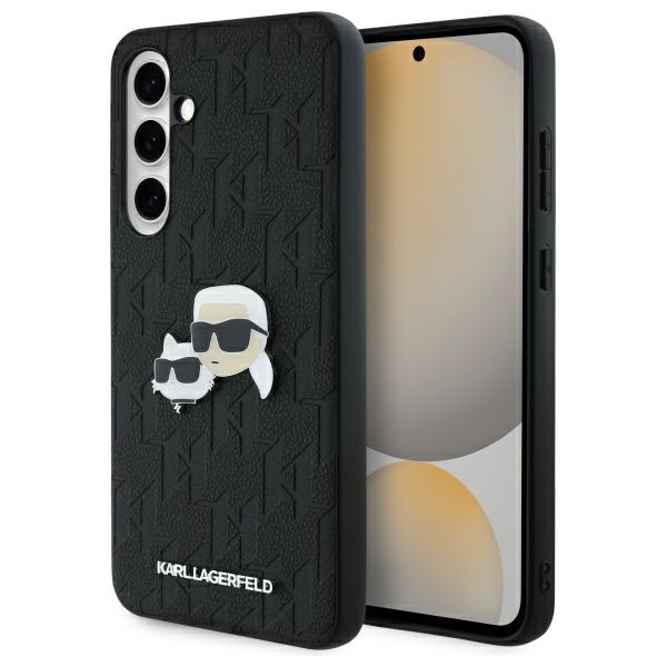 Husa pentru Samsung Galaxy S24 FE, Hardcase Leather Monogram, Karl Lagerfeld - Negru Karl&Chaoupette