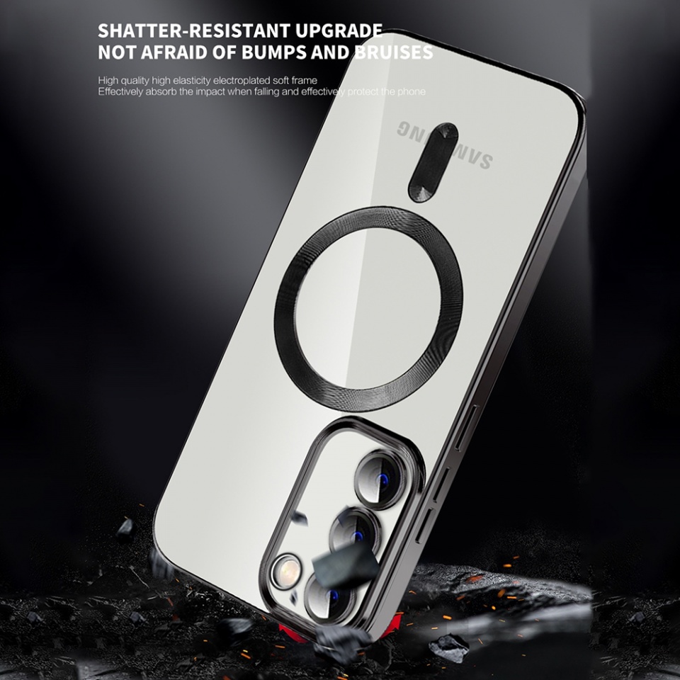 Husa pentru Samsung Galaxy S24 FE, SKYDDAR INNOVATION, Luxury Shield Magsafe, Protectie Antisoc, Roz, set cu sticker - 5