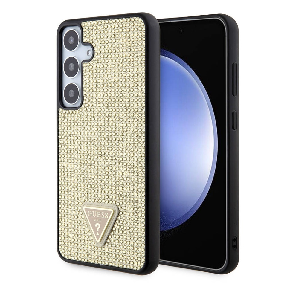 Husa pentru Samsung Galaxy S24 Plus, Rhinestone Triangle, Guess, Auriu
