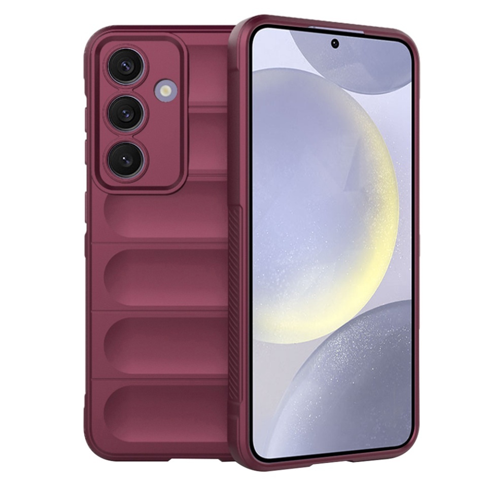 Husa pentru Samsung Galaxy S24 Plus, SKYDDAR INNOVATION, Magic Shield, din Silicon Mat, set cu sticker, Bordo