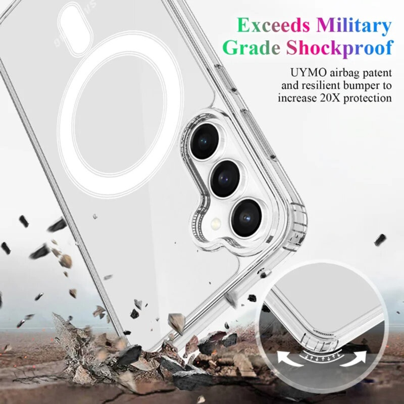 Husa pentru Samsung Galaxy S24 Plus, SKYDDAR INNOVATION, Shockproof MagSafe, Transparenta, set cu sticker - 2 | YEO