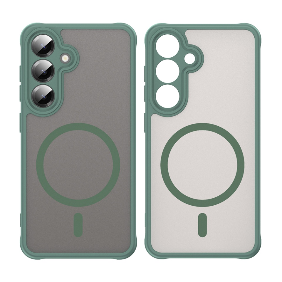 Husa pentru Samsung Galaxy S24, SKYDDAR INNOVATION, HaloFrost MagSafe II, Antisoc, set cu sticker, Verde - 1 | YEO