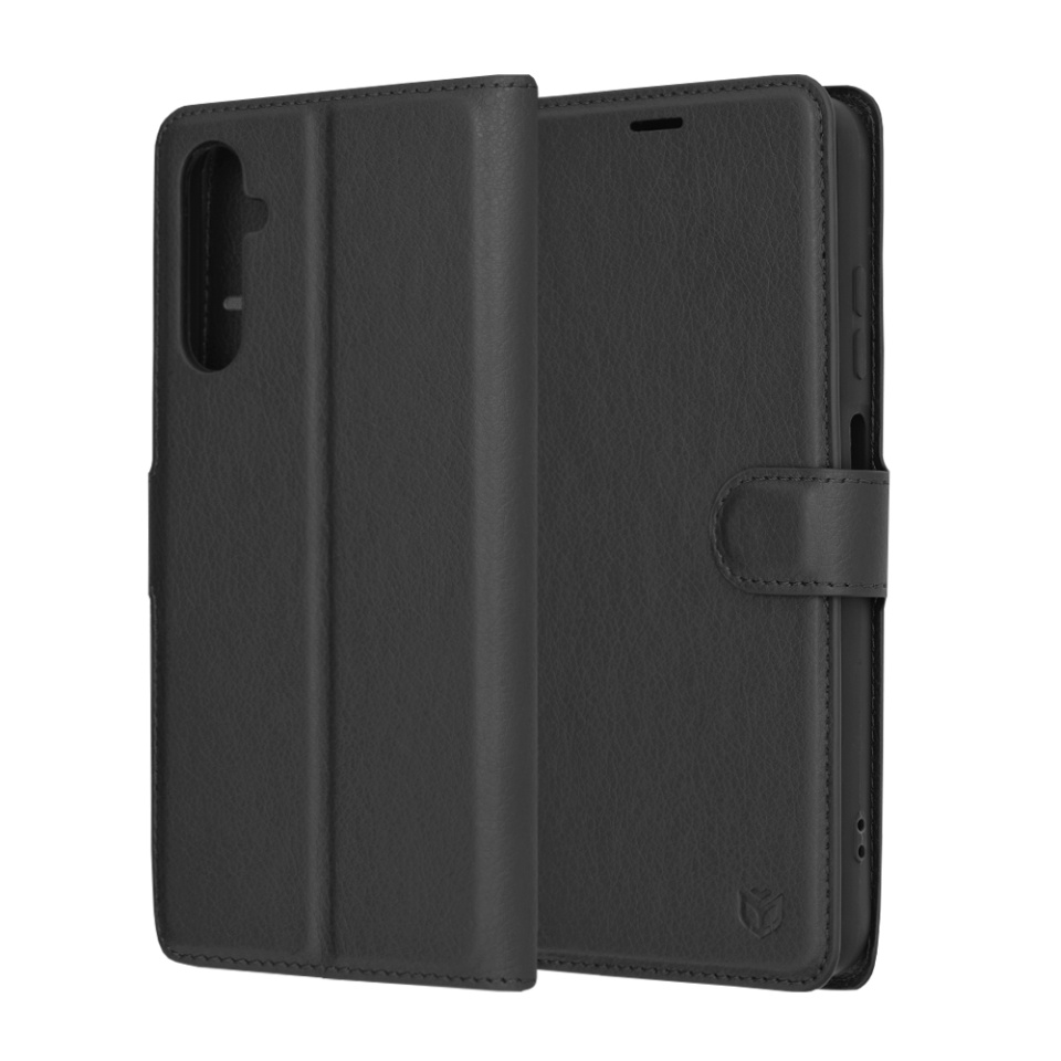 Husa pentru Samsung Galaxy S24 tip Carte, cu Portofel Interior, Finisaje Premium, SKYDDAR Leather Wallet - Negru