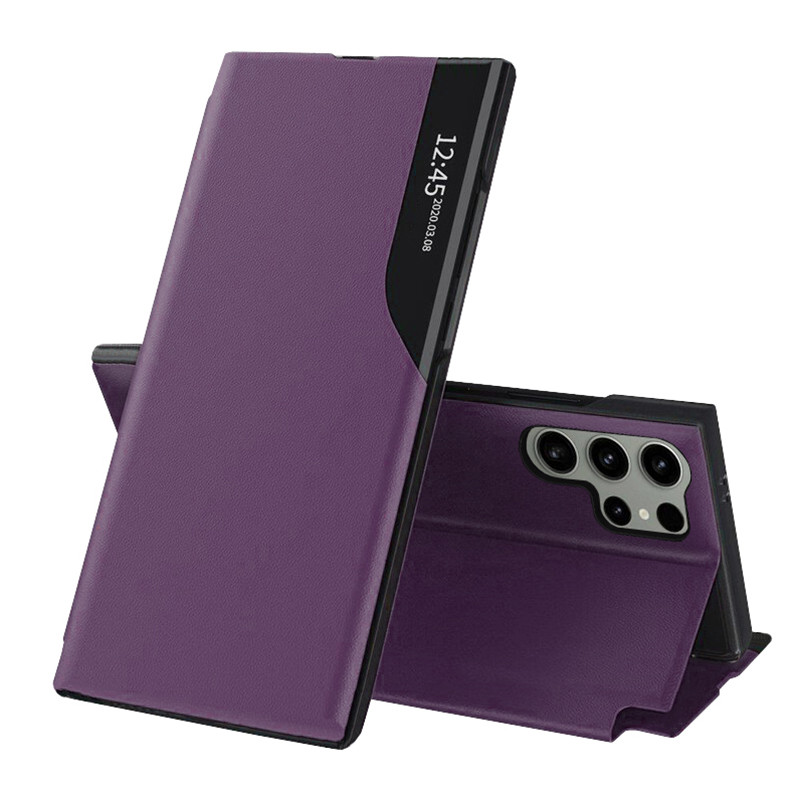 Husa pentru Samsung Galaxy S24 Ultra tip carte, Skyddar Eco View Leather - Mov