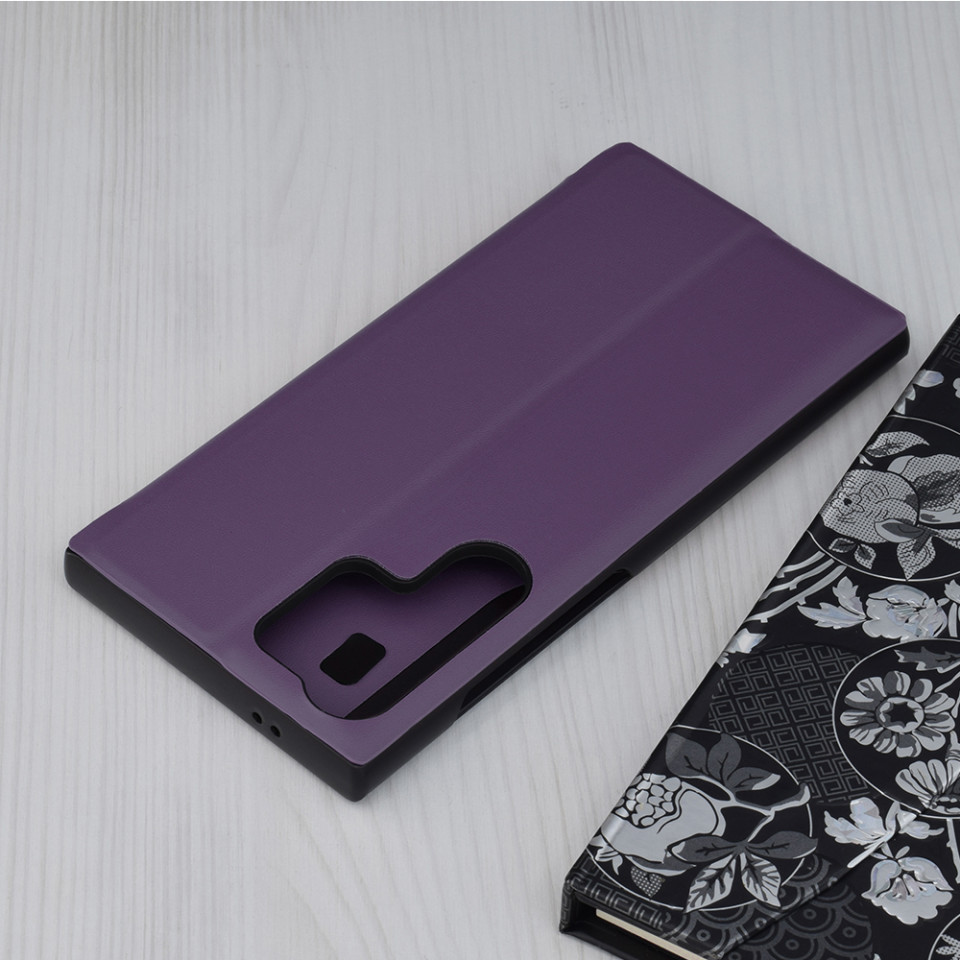 Husa pentru Samsung Galaxy S24 Ultra tip carte, Skyddar Eco View Leather - Mov - 1 | YEO