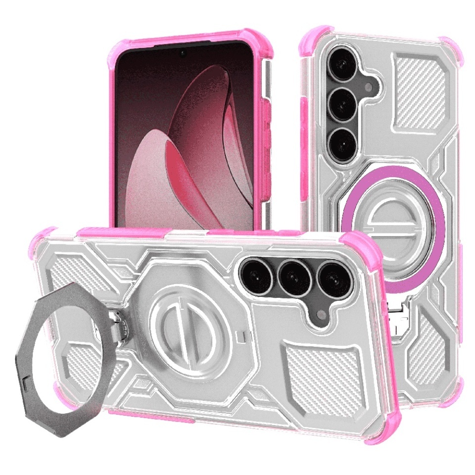 Husa pentru Samsung Galaxy S25, Antisoc, SKYDDAR INOVATION, Carbon Shield PRO, Magsafe, set cu sticker, Roz