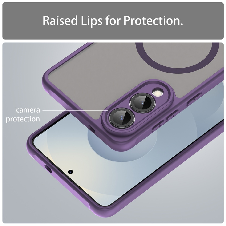 Husa pentru Samsung Galaxy S25 Edge, SKYDDAR INNOVATION, HaloFrost MagSafe II, Antisoc, set cu sticker, Mov - 3 | YEO