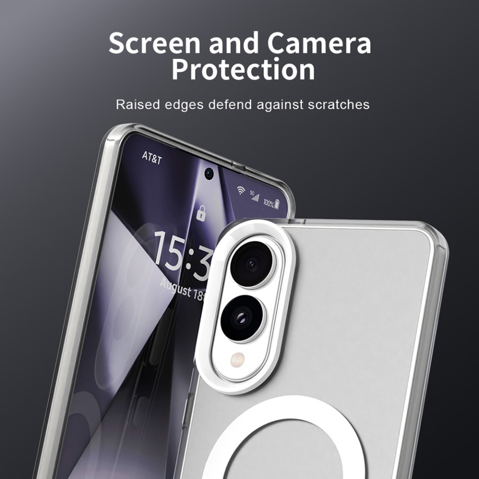 Husa pentru Samsung Galaxy S25 Edge, SKYDDAR INOVATION, CandyCase, Magsafe, set cu sticker, Alb - 2 | YEO