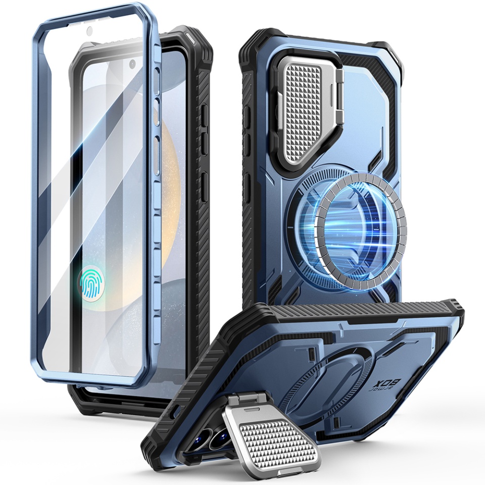 Husa pentru Samsung Galaxy S25, Kickstand, AntiSock, I-Blason Armorbox - Albastru