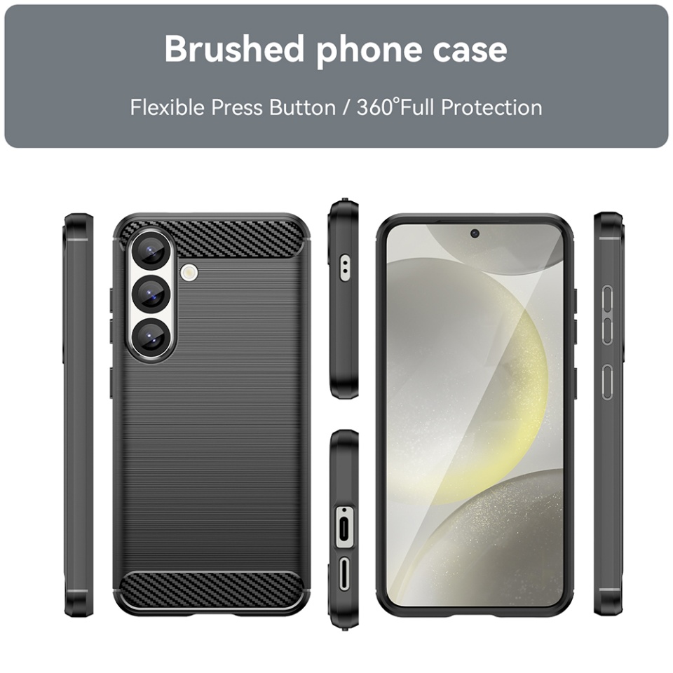 Husa pentru Samsung Galaxy S25 Plus din Silicon Premium, Slim, cu textura Fibra Carbon - Negru - 1 | YEO