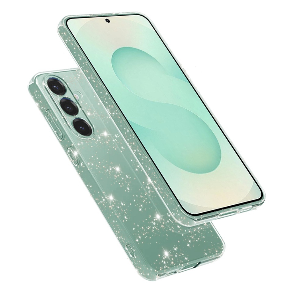 Husa pentru Samsung Galaxy S25 Plus, SKYDDAR INNOVATION, SparkleSkin din Silicon TPU cu Sclipici, Design Elegant, set cu sticker, Transparenta